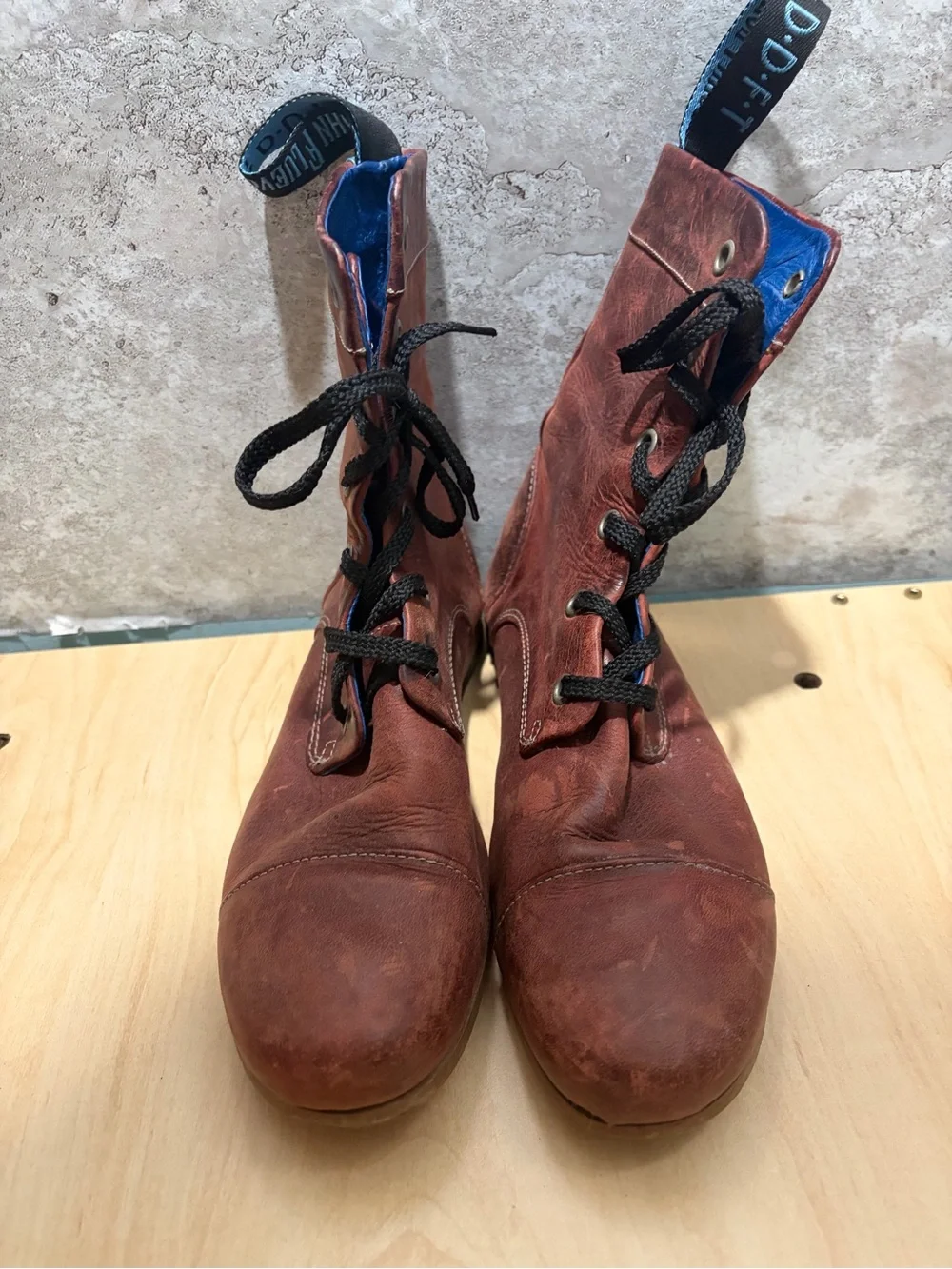 John Fluevog Radio BBC Distressed Leather Boot size women’s 7